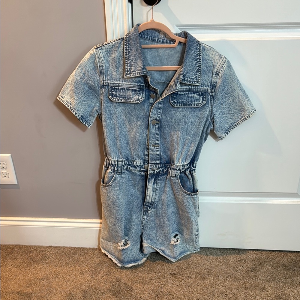 Denim Short Sleeve Romper